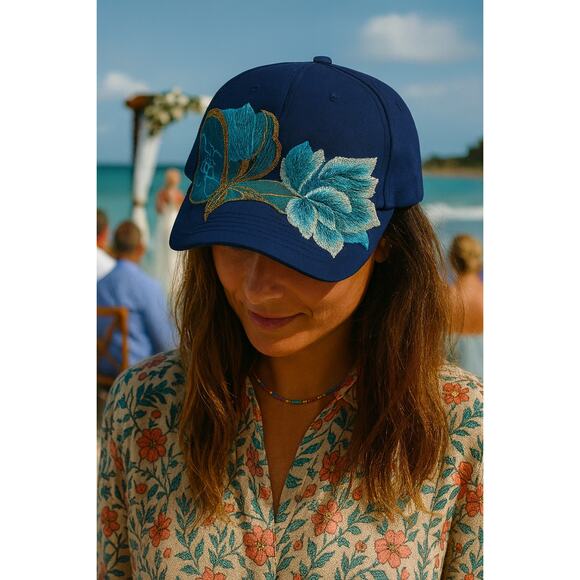 Embroidered Floral Glittery Ladies Bling Streetwear Activewear Baseball Cap Hat - Picture 3 of 12